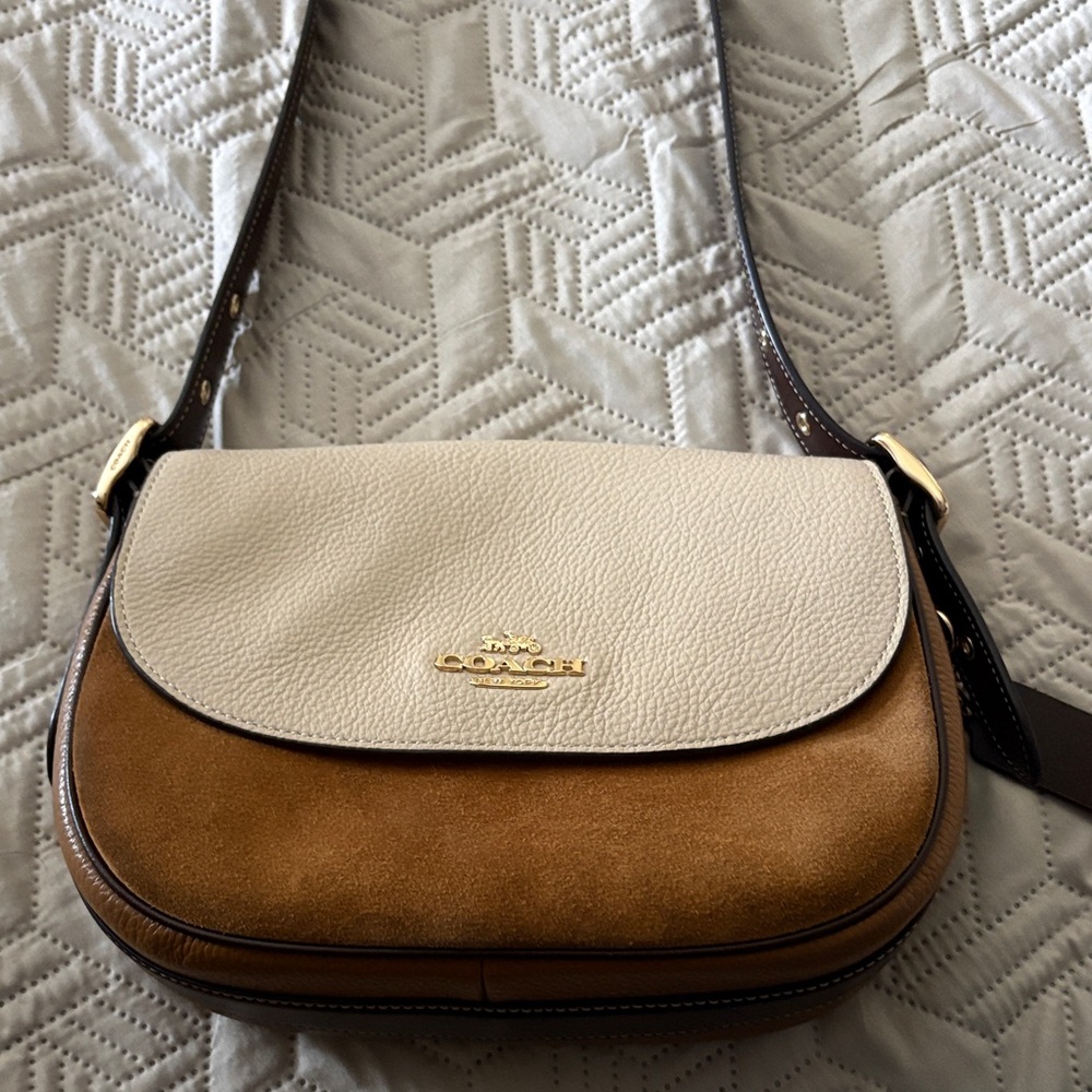 Coach Two-Tone Cream and Tan Crossbody Bag